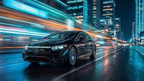 Dynamic cityscape with Nexus Rides overlay